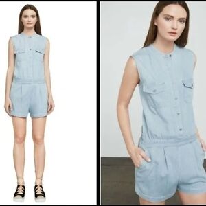 BCBGMaxAzria Sky Blue Sleeveless Romper